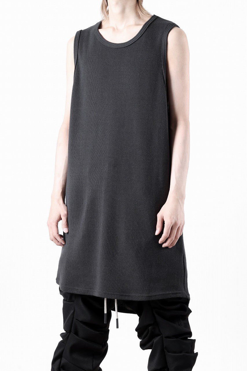 A.F ARTEFACT LONG LENGTH SLEEVELESS TOP / RIB KNIT JERSEY (D.GREY)