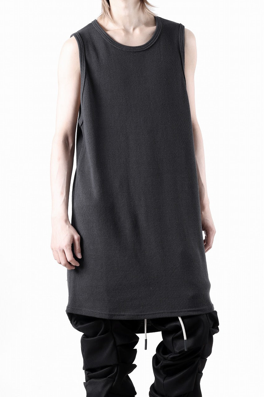 A.F ARTEFACT LONG LENGTH SLEEVELESS TOP / RIB KNIT JERSEY (D.GREY)