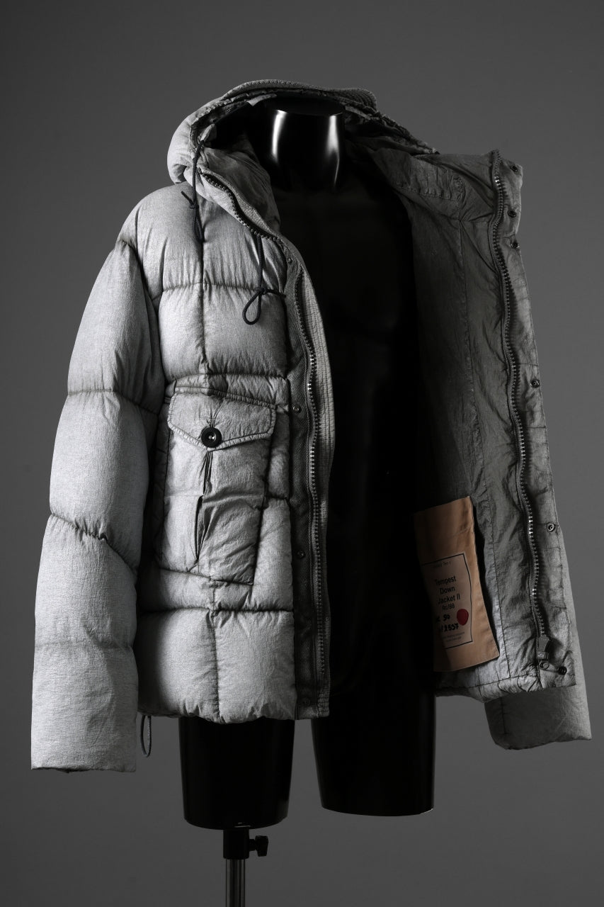 Ten c TEMPEST DOWN JACKET Ⅱ / FROSTED TRANSPARENT POLISHED NYLON (GRAY)