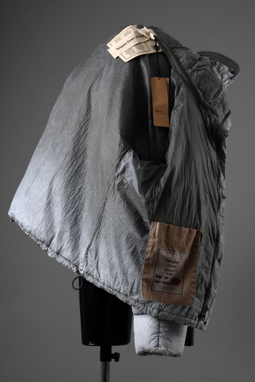 Ten c TEMPEST DOWN JACKET Ⅱ / FROSTED TRANSPARENT POLISHED NYLON (GRAY)