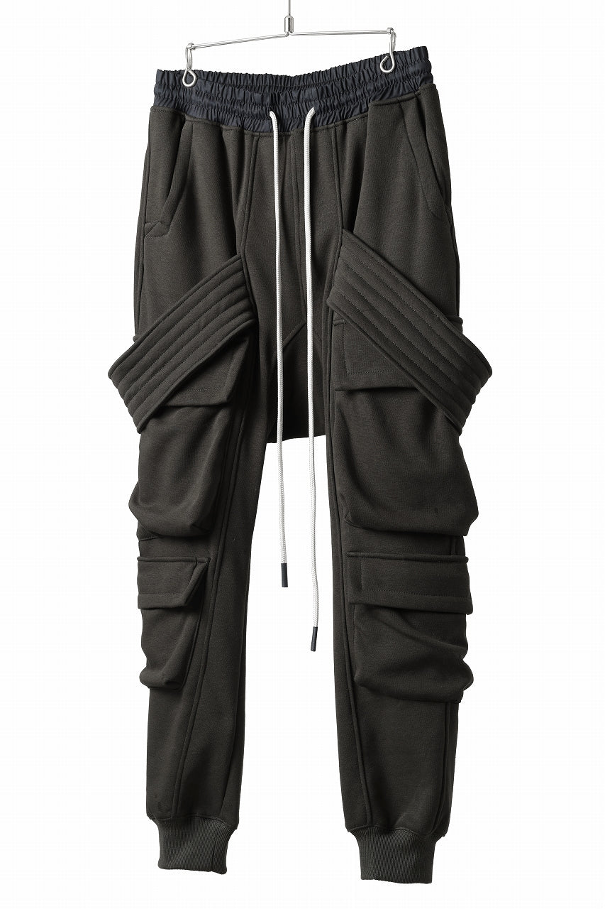 A.F ARTEFACT BOMBER HEAT BELTED SARROUEL CARGO PANTS (BLACK)