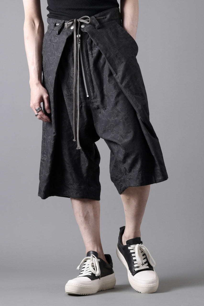 画像をギャラリービューアに読み込む, A.F ARTEFACT ZIP FOLDING TUCK SHORTS / PAISLEY JACQUARD (BLACK)