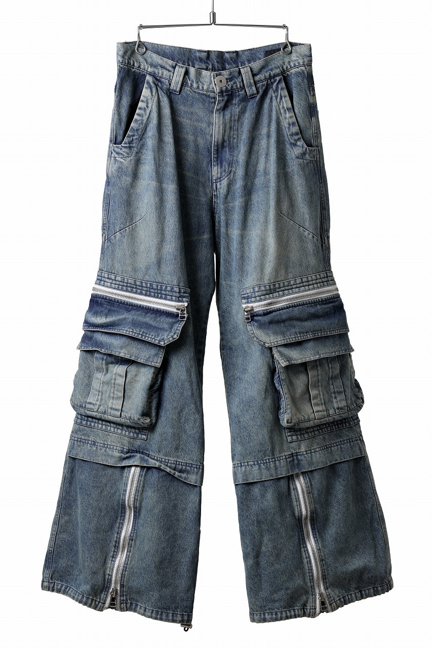 Load image into Gallery viewer, A.F ARTEFACT CARGO ZIP BAGGY PANTS / FADED DENIM (INDIGO)