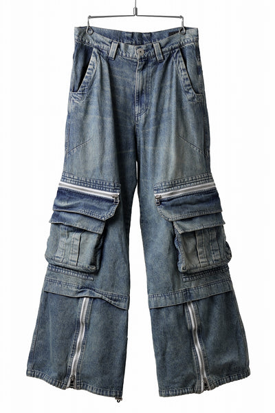 A.F ARTEFACT CARGO ZIP BAGGY PANTS / FADED DENIM (INDIGO)