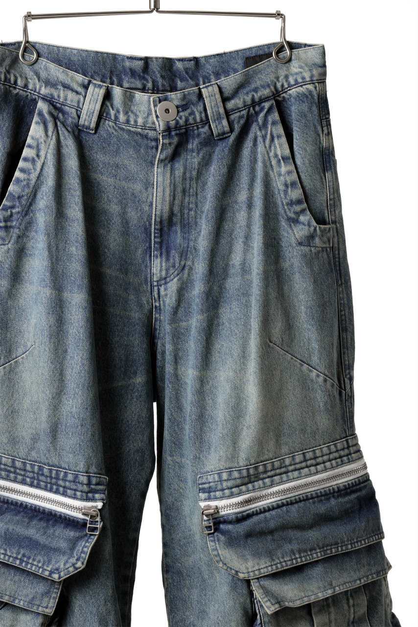 Load image into Gallery viewer, A.F ARTEFACT CARGO ZIP BAGGY PANTS / FADED DENIM (INDIGO)