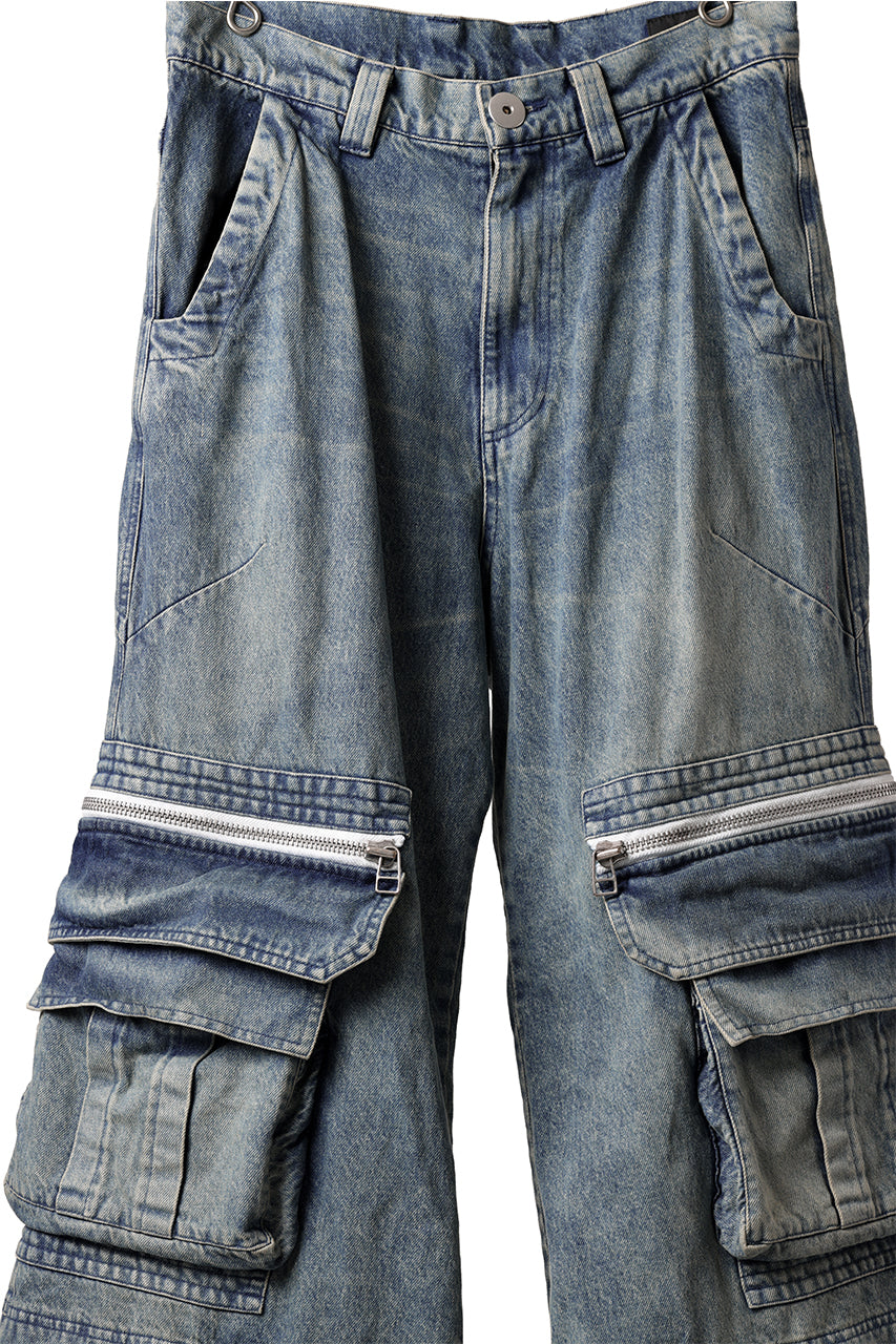 A.F ARTEFACT CARGO ZIP BAGGY PANTS / FADED DENIM (INDIGO)