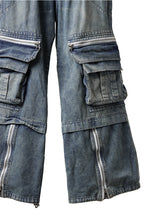 Load image into Gallery viewer, A.F ARTEFACT CARGO ZIP BAGGY PANTS / FADED DENIM (INDIGO)