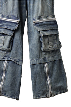 画像をギャラリービューアに読み込む, A.F ARTEFACT CARGO ZIP BAGGY PANTS / FADED DENIM (INDIGO)