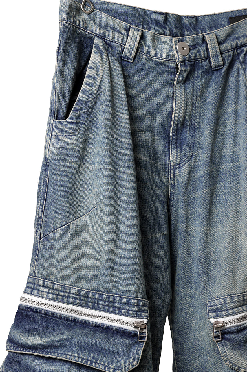 A.F ARTEFACT CARGO ZIP BAGGY PANTS / FADED DENIM (INDIGO)