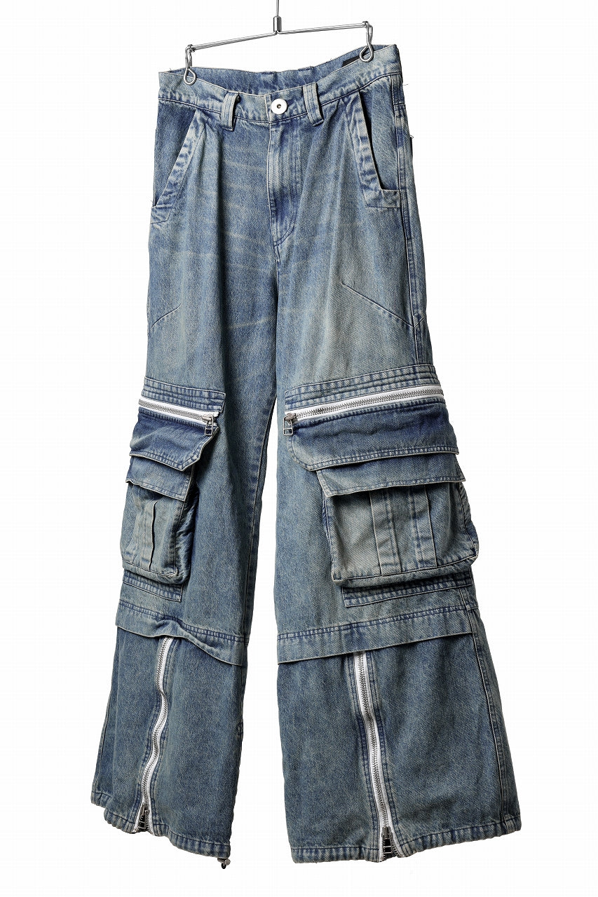 画像をギャラリービューアに読み込む, A.F ARTEFACT CARGO ZIP BAGGY PANTS / FADED DENIM (INDIGO)