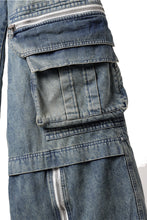 Load image into Gallery viewer, A.F ARTEFACT CARGO ZIP BAGGY PANTS / FADED DENIM (INDIGO)