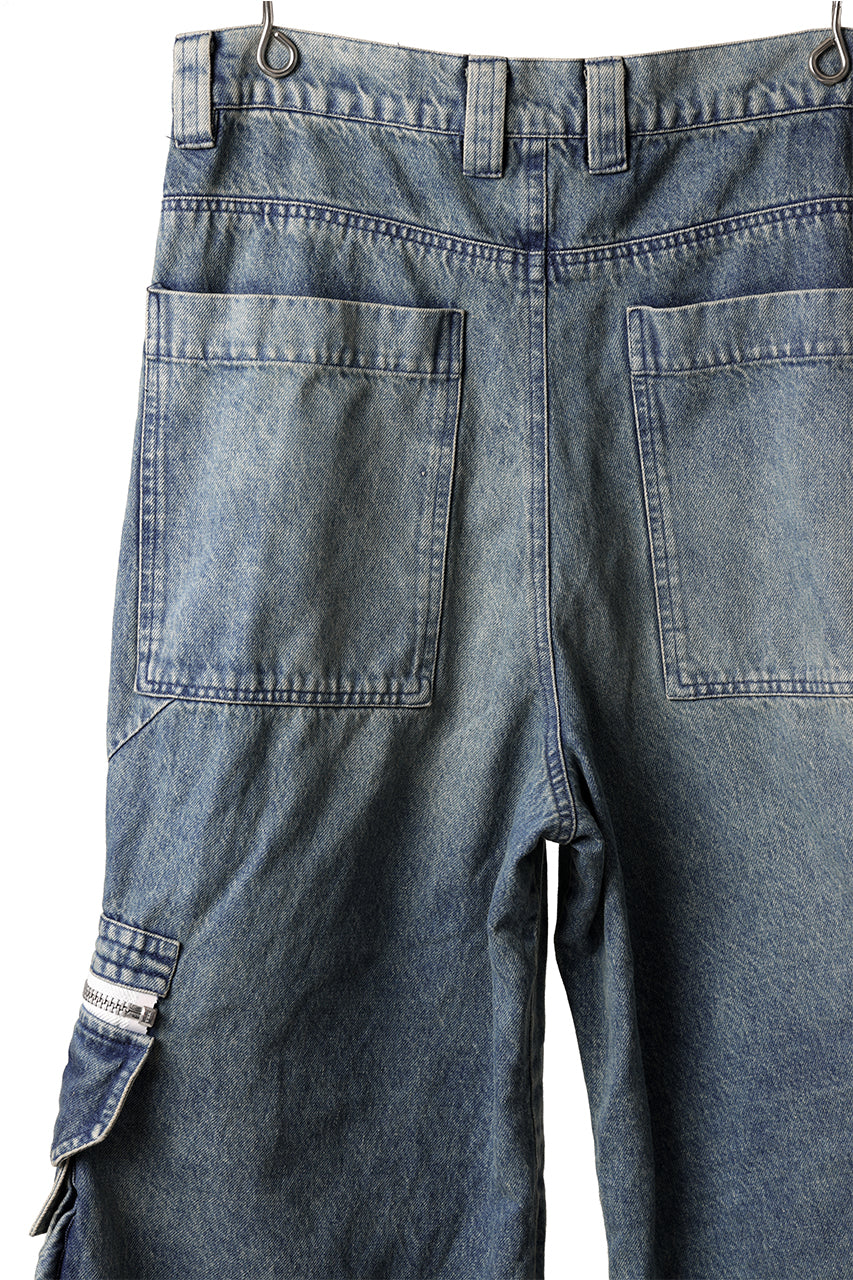 Load image into Gallery viewer, A.F ARTEFACT CARGO ZIP BAGGY PANTS / FADED DENIM (INDIGO)