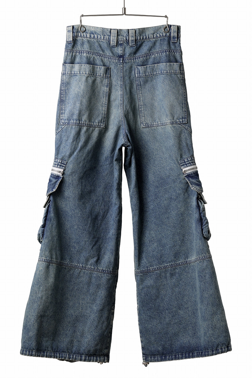 Load image into Gallery viewer, A.F ARTEFACT CARGO ZIP BAGGY PANTS / FADED DENIM (INDIGO)