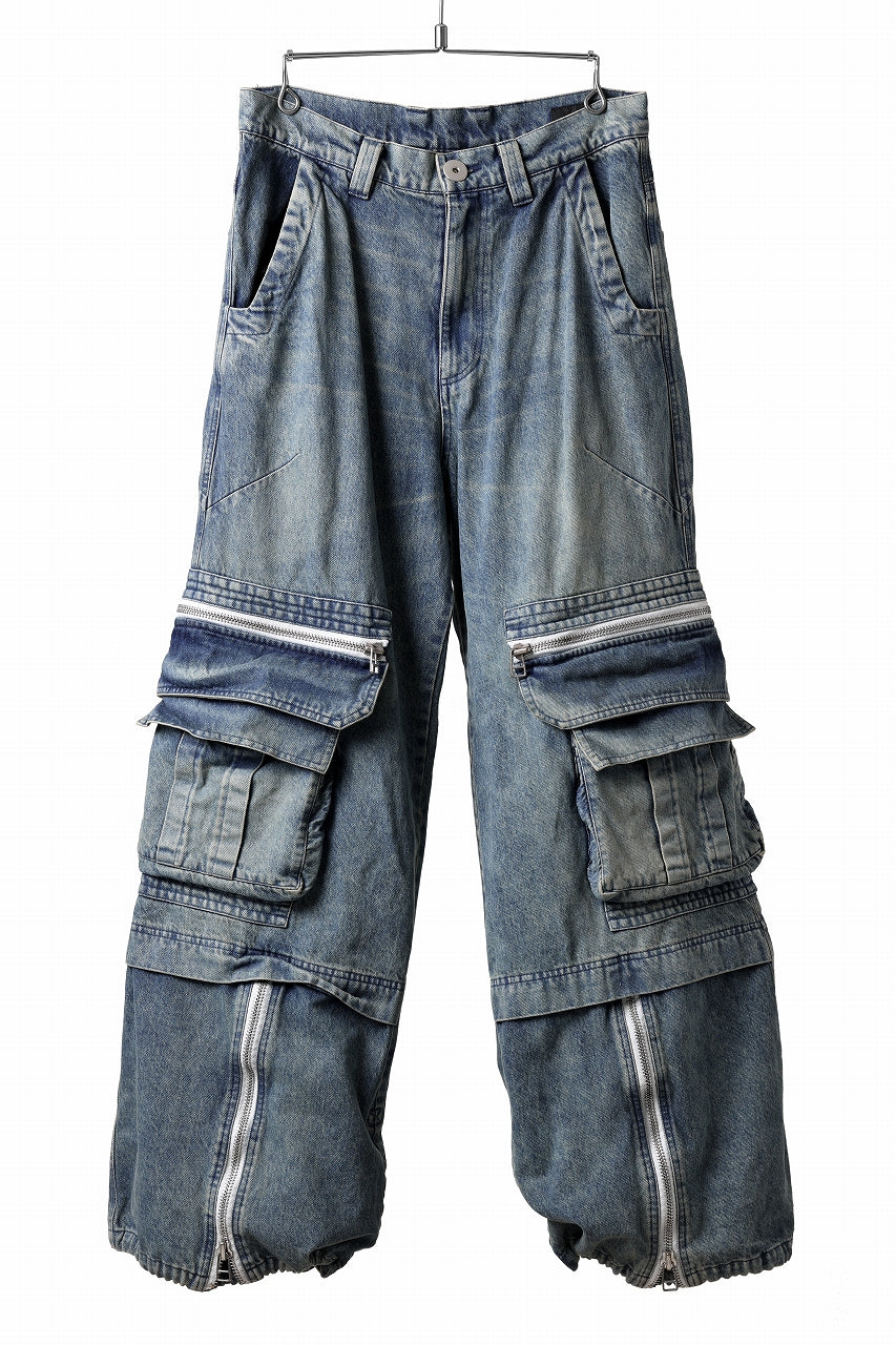 A.F ARTEFACT CARGO ZIP BAGGY PANTS / FADED DENIM (INDIGO)