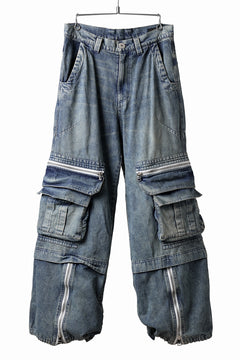 Load image into Gallery viewer, A.F ARTEFACT CARGO ZIP BAGGY PANTS / FADED DENIM (INDIGO)