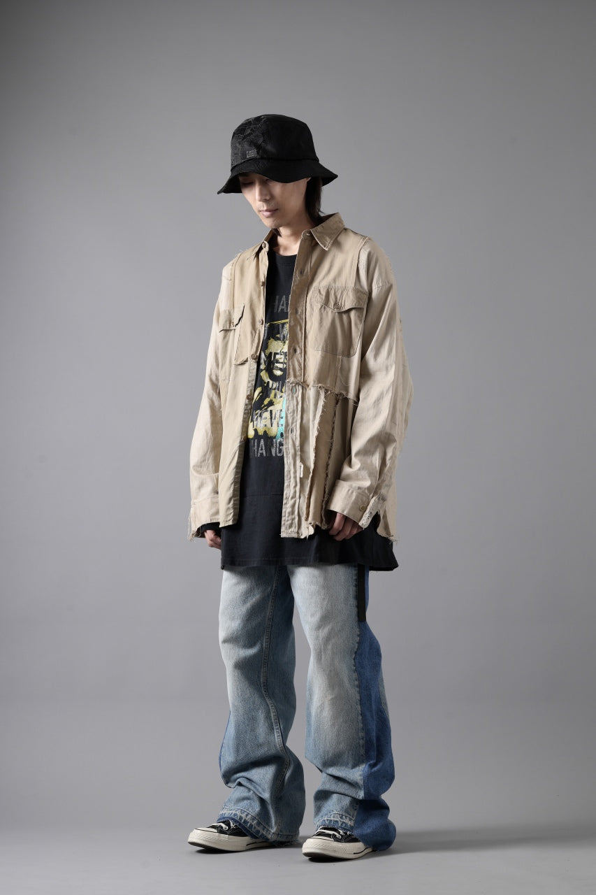 CHANGES CRAZY PANEL SHIRT - MADE BY 50's WORK SHIRT (BEIGE #A)