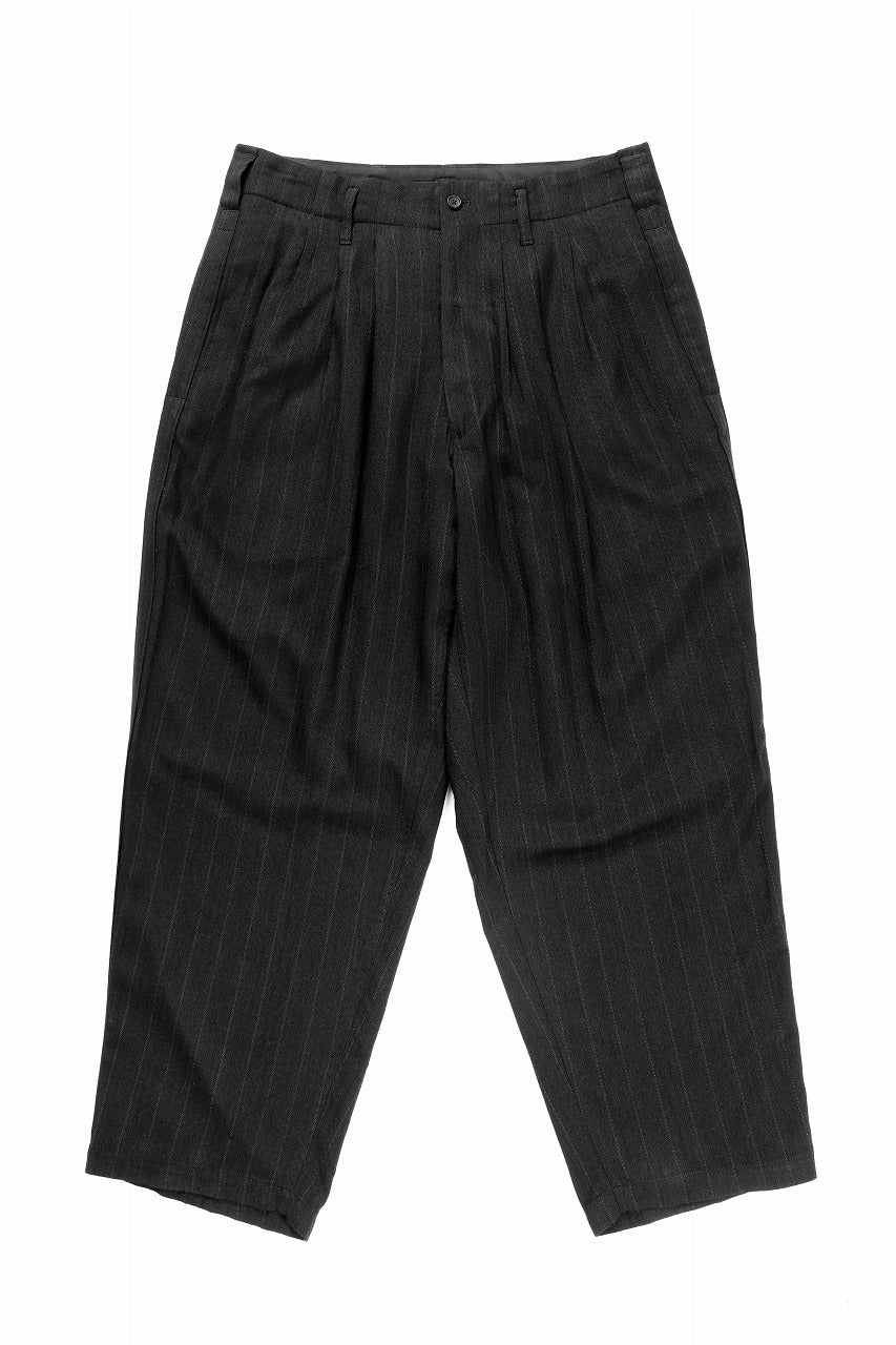 Y's for men SIDE TAPE SUIT PANTS / RAYON HEATHER STRIPE (BLACK)