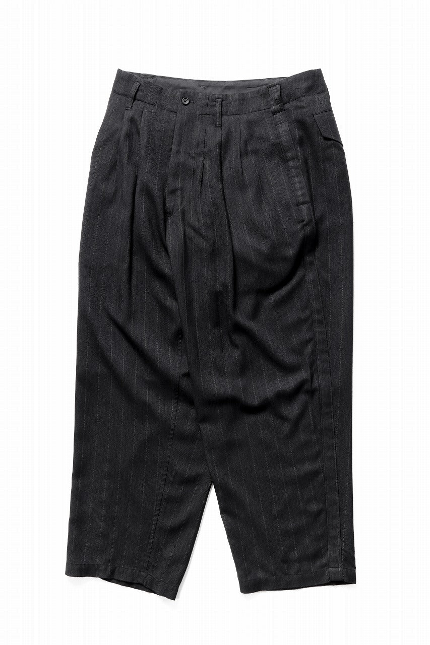画像をギャラリービューアに読み込む, Y&#39;s for men SIDE TAPE SUIT PANTS / RAYON HEATHER STRIPE (BLACK)
