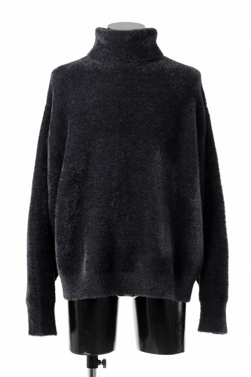 Load image into Gallery viewer, th products Mole Turtle Knit / feather mogol shaggy knit (black)