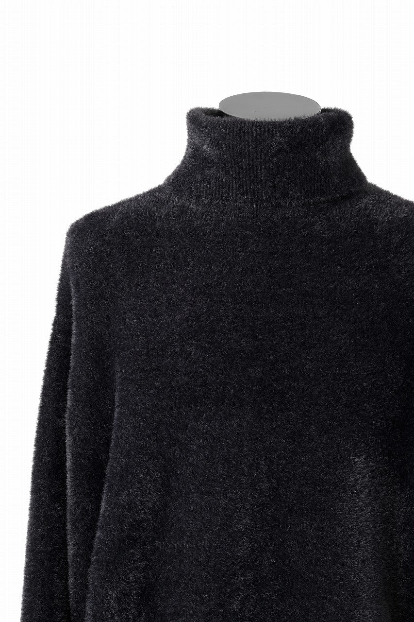 画像をギャラリービューアに読み込む, th products Mole Turtle Knit / feather mogol shaggy knit (black)