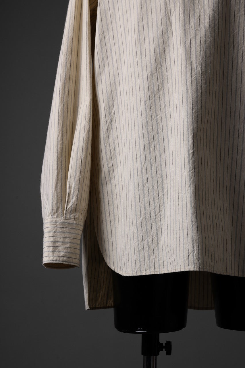 画像をギャラリービューアに読み込む, sus-sous sleeping shirts / F-0111 furuhashi / buff cloth (ECRU STRIPE)