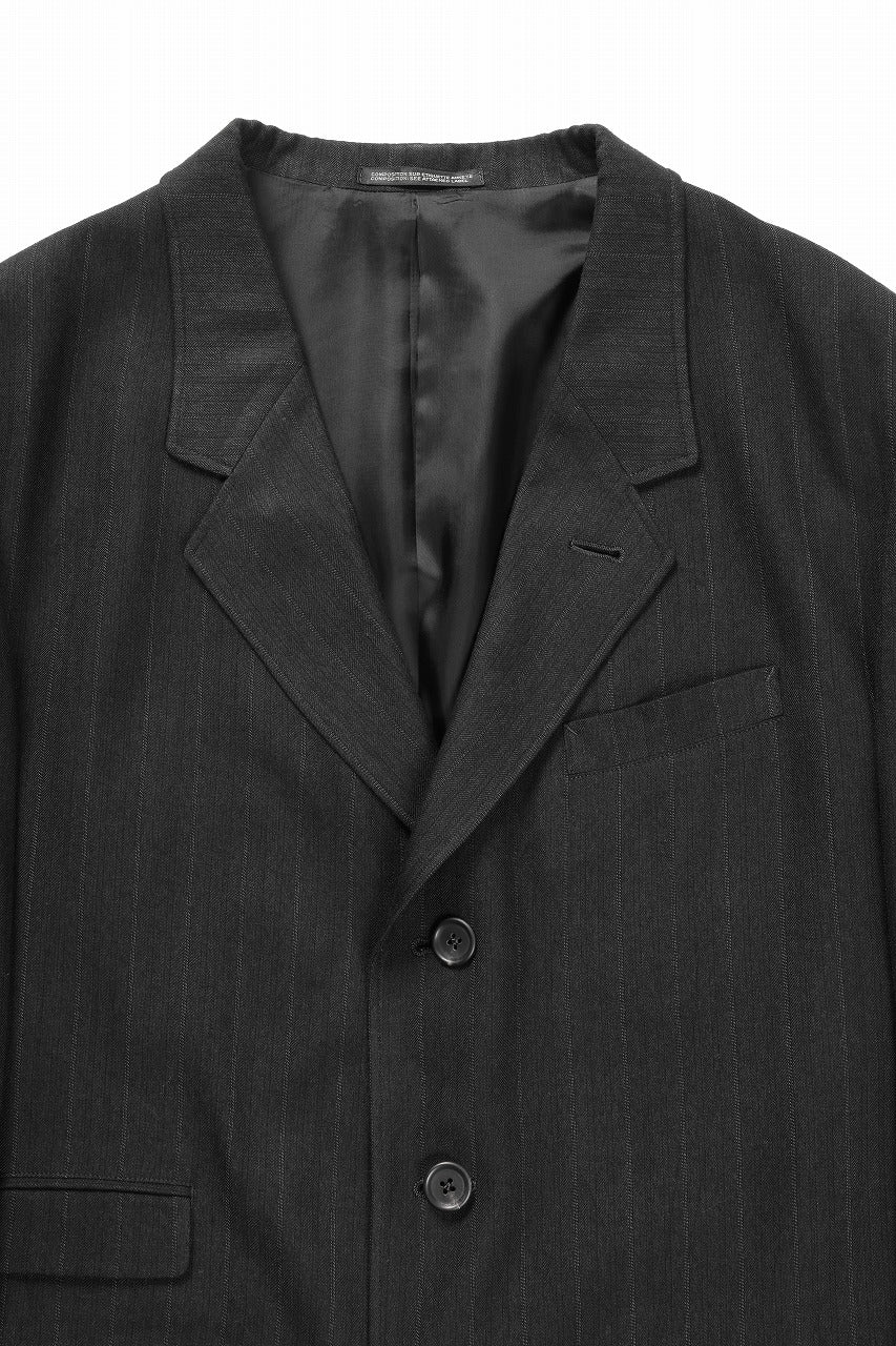 画像をギャラリービューアに読み込む, Y&#39;s for men 3 BUTTONS JACKET / RAYON HEATHER STRIPE (BLACK)