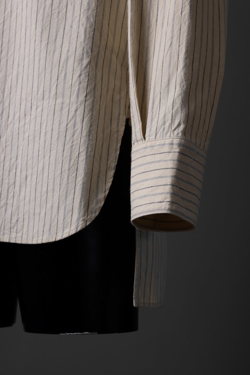 画像をギャラリービューアに読み込む, sus-sous sleeping shirts / F-0111 furuhashi / buff cloth (ECRU STRIPE)