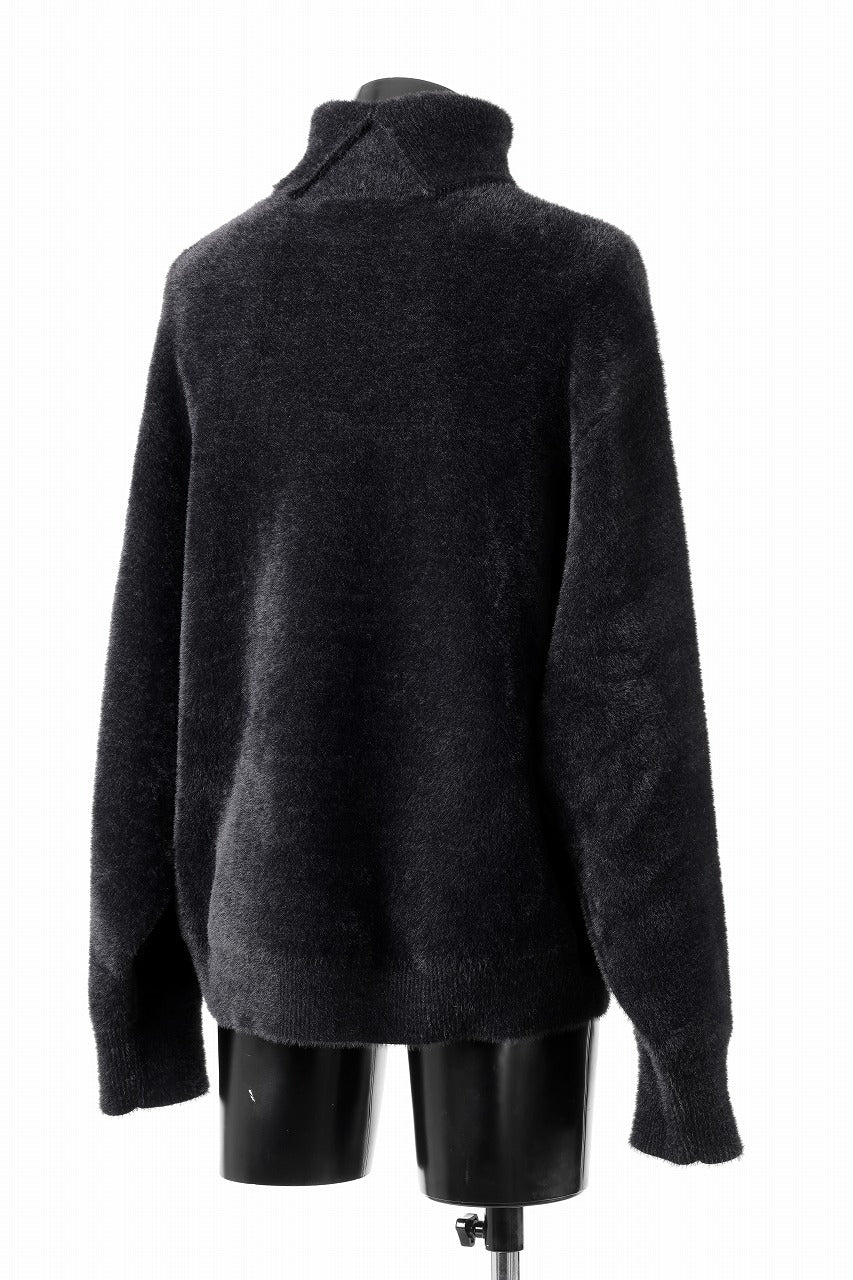 Load image into Gallery viewer, th products Mole Turtle Knit / feather mogol shaggy knit (black)