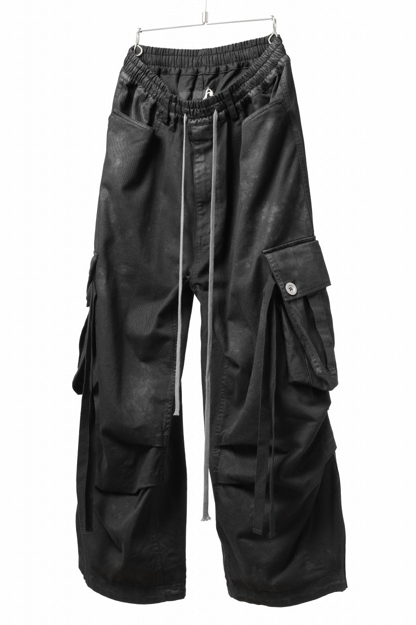 Load image into Gallery viewer, A.F ARTEFACT EXTREME WIDE CARGO PANTS / COATING TWILL (BLACK)