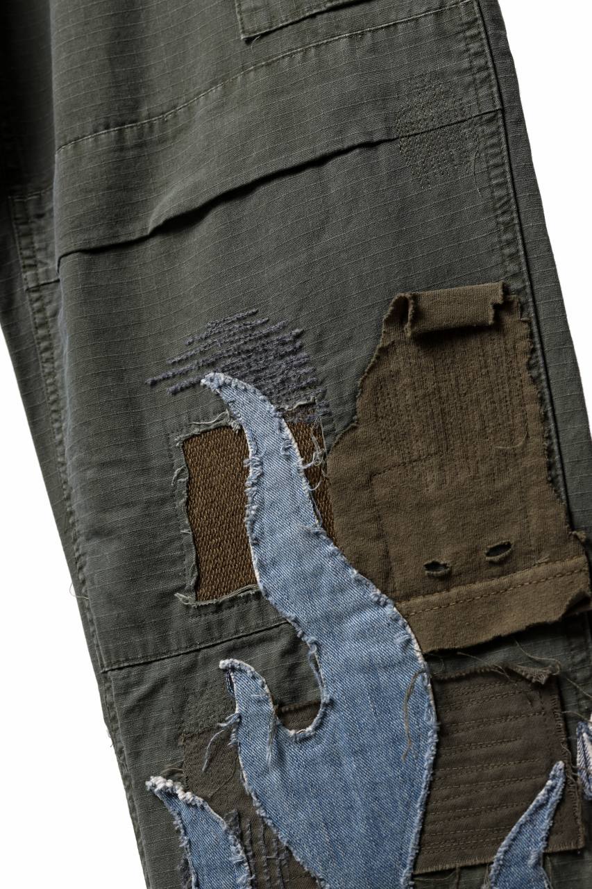 Load image into Gallery viewer, MASSIMO SABBADIN ARMY CARGO PANTS wt. FLAME DETAIL. (ap)