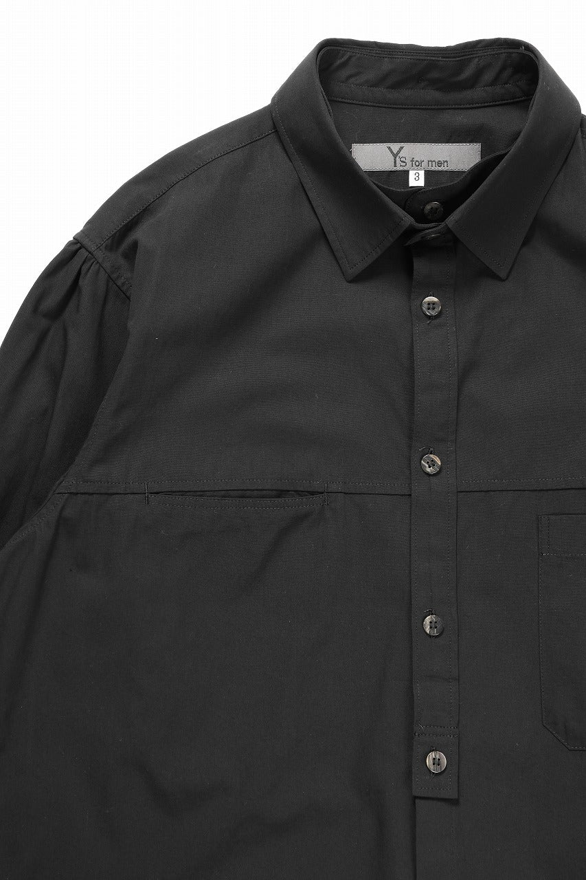 画像をギャラリービューアに読み込む, Y&#39;s for men SPARE COLLAR SHIRT / 40 BROAD COTTON (BLACK)