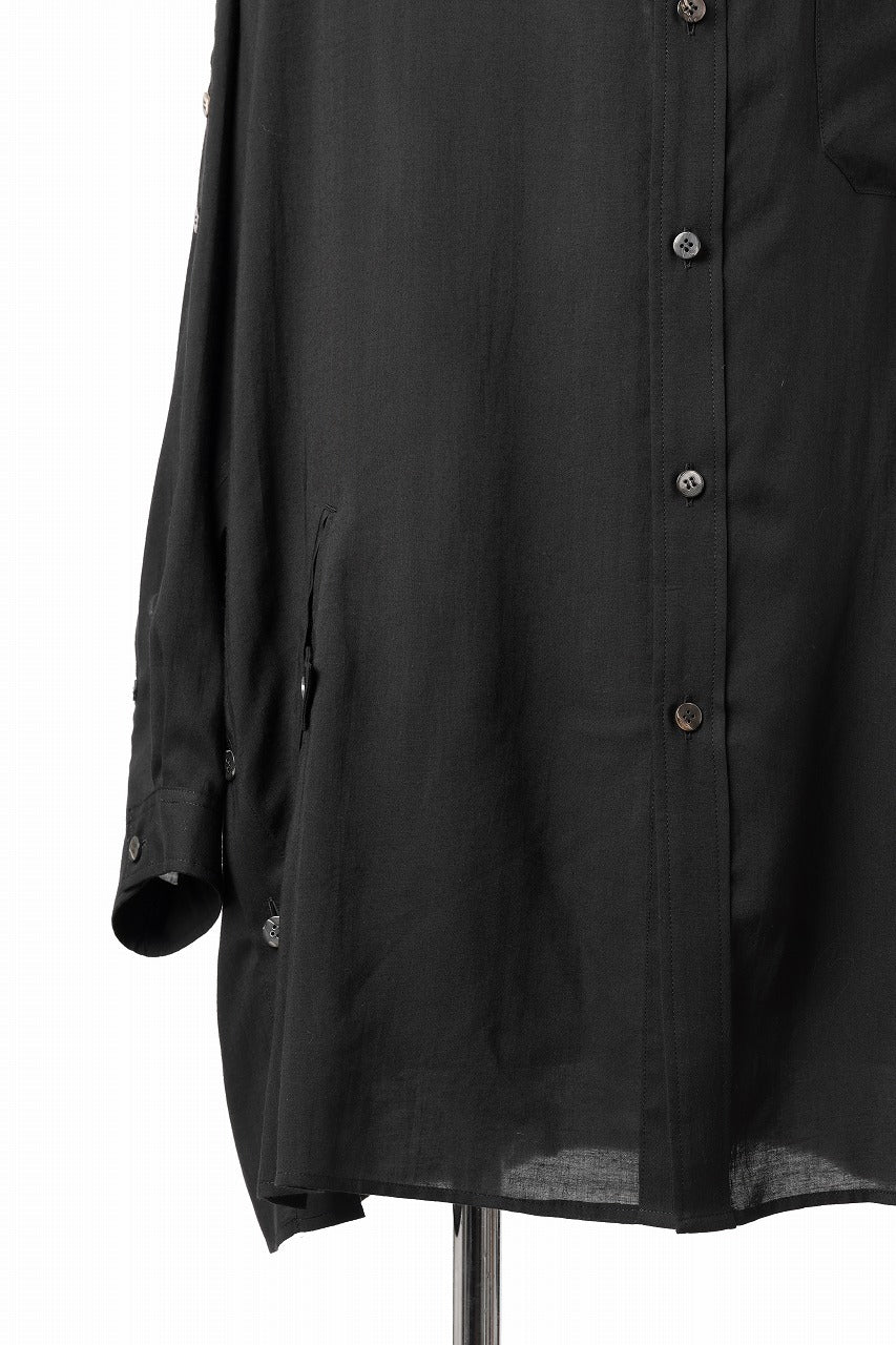 Y's for men BIG SHIRT / CELLULOSE LAWN (BLACK)