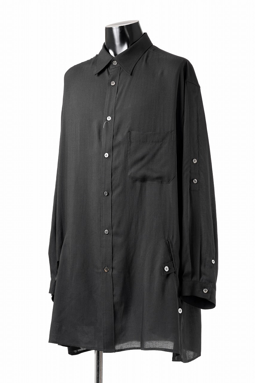 Y's for men BIG SHIRT / CELLULOSE LAWN (BLACK)