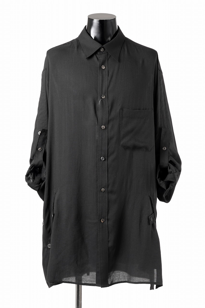 Y's for men BIG SHIRT / CELLULOSE LAWN (BLACK)