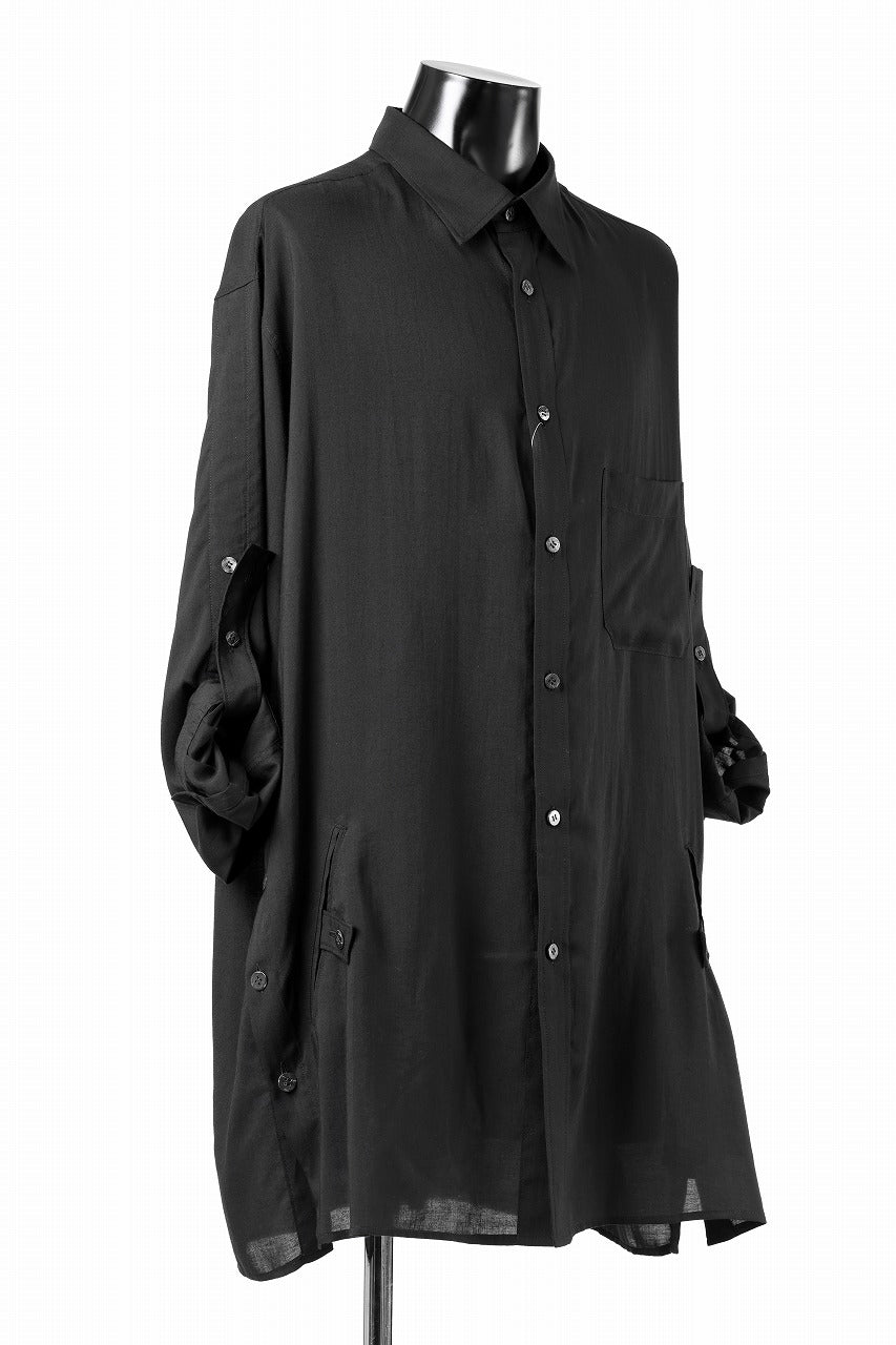 Y's for men BIG SHIRT / CELLULOSE LAWN (BLACK)