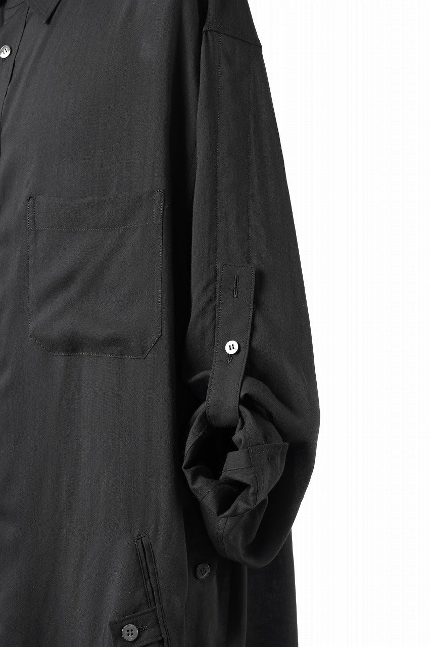 Y's for men BIG SHIRT / CELLULOSE LAWN (BLACK)