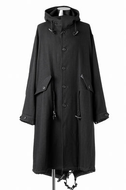 Y's for men MODS COAT WITH TOGGLE BUTTON / SMOOTH FLANNEL (BLACK)