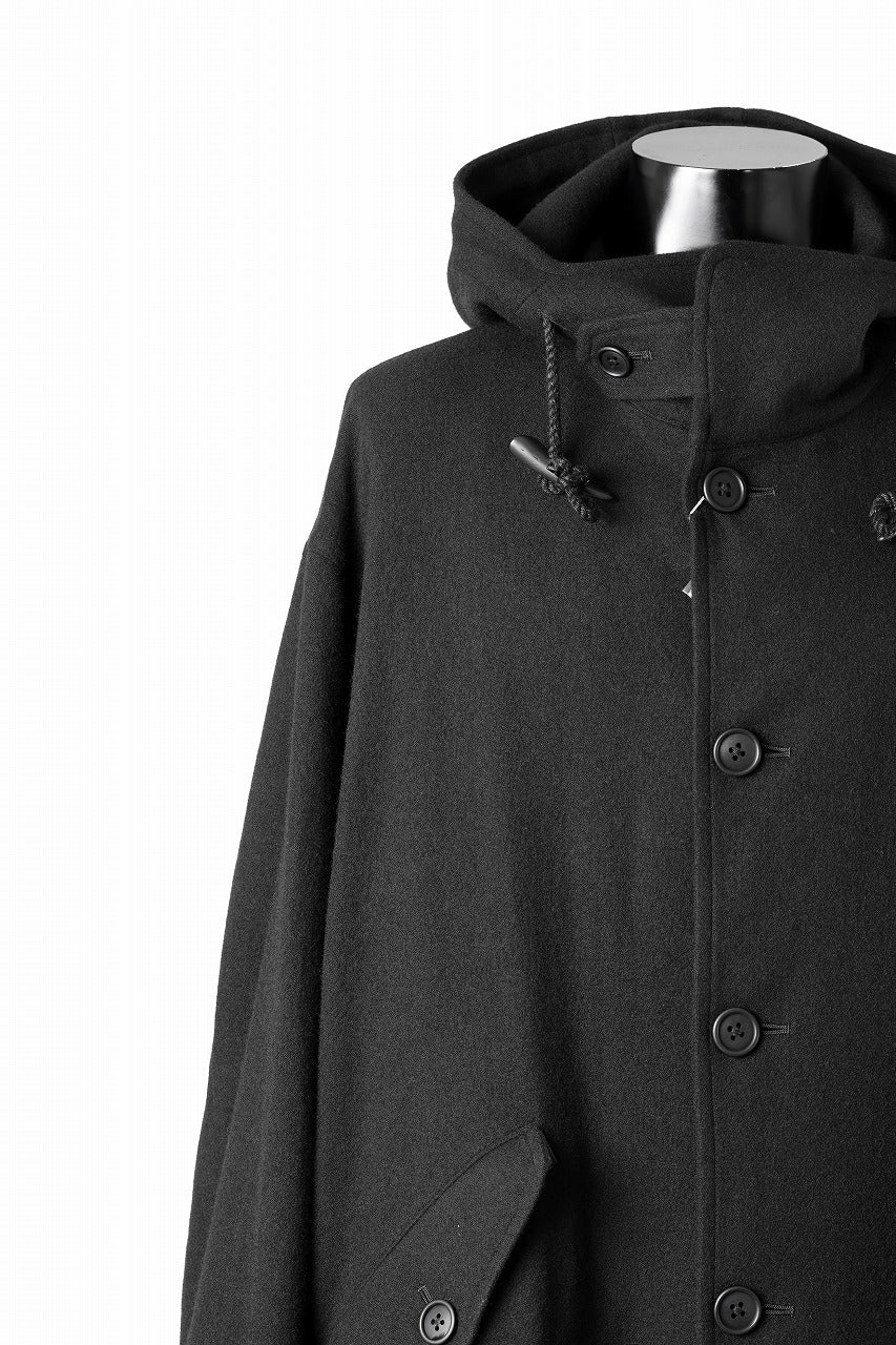 Y's for men MODS COAT WITH TOGGLE BUTTON / WOOL NYLON FLANNEL (BLACK)