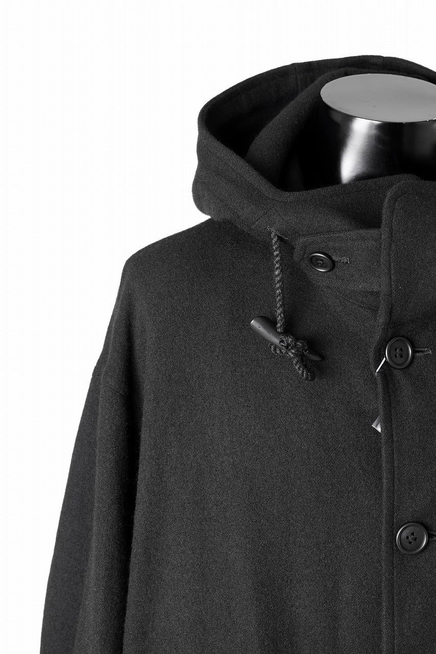 Y's for men MODS COAT WITH TOGGLE BUTTON / WOOL NYLON FLANNEL (BLACK)