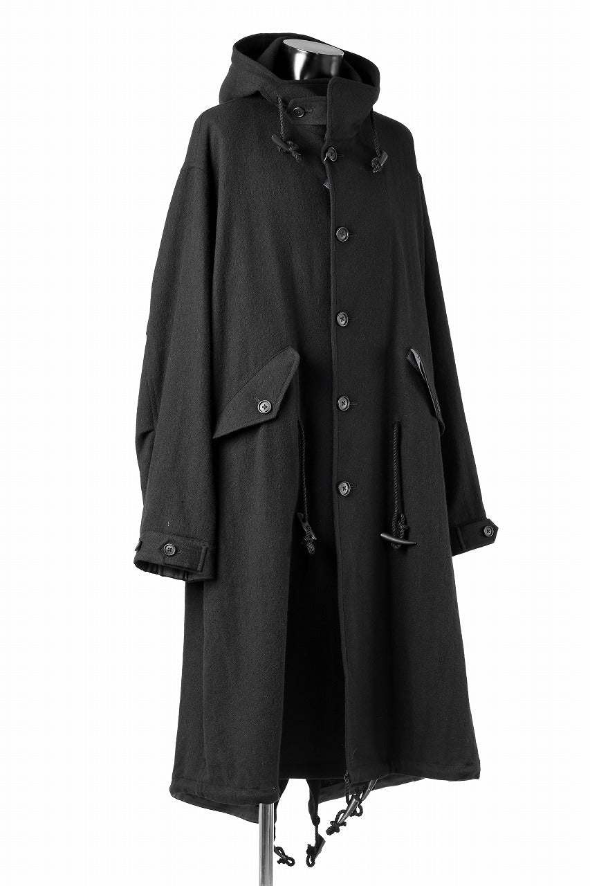 画像をギャラリービューアに読み込む, Y&#39;s for men MODS COAT WITH TOGGLE BUTTON / SMOOTH FLANNEL (BLACK)