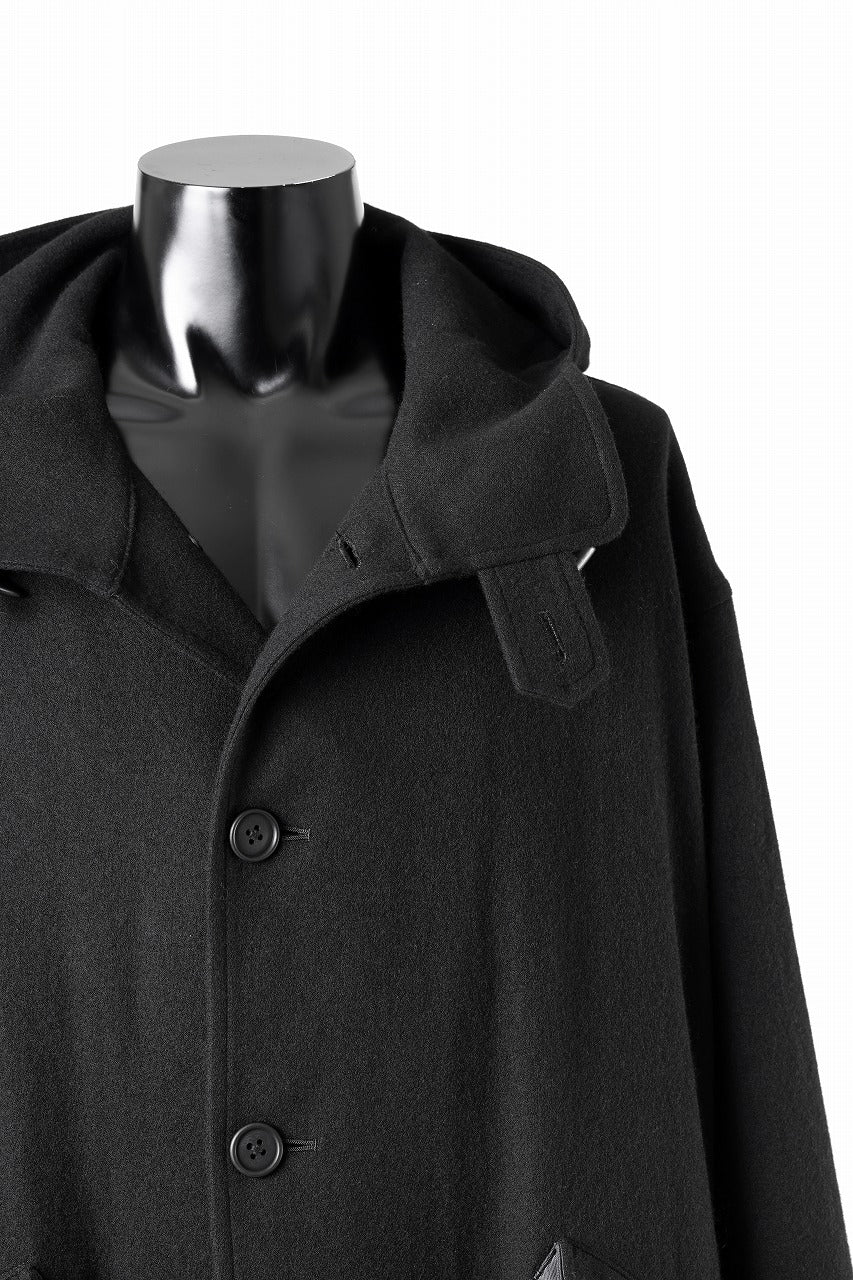 Y's for men MODS COAT WITH TOGGLE BUTTON / WOOL NYLON FLANNEL (BLACK)