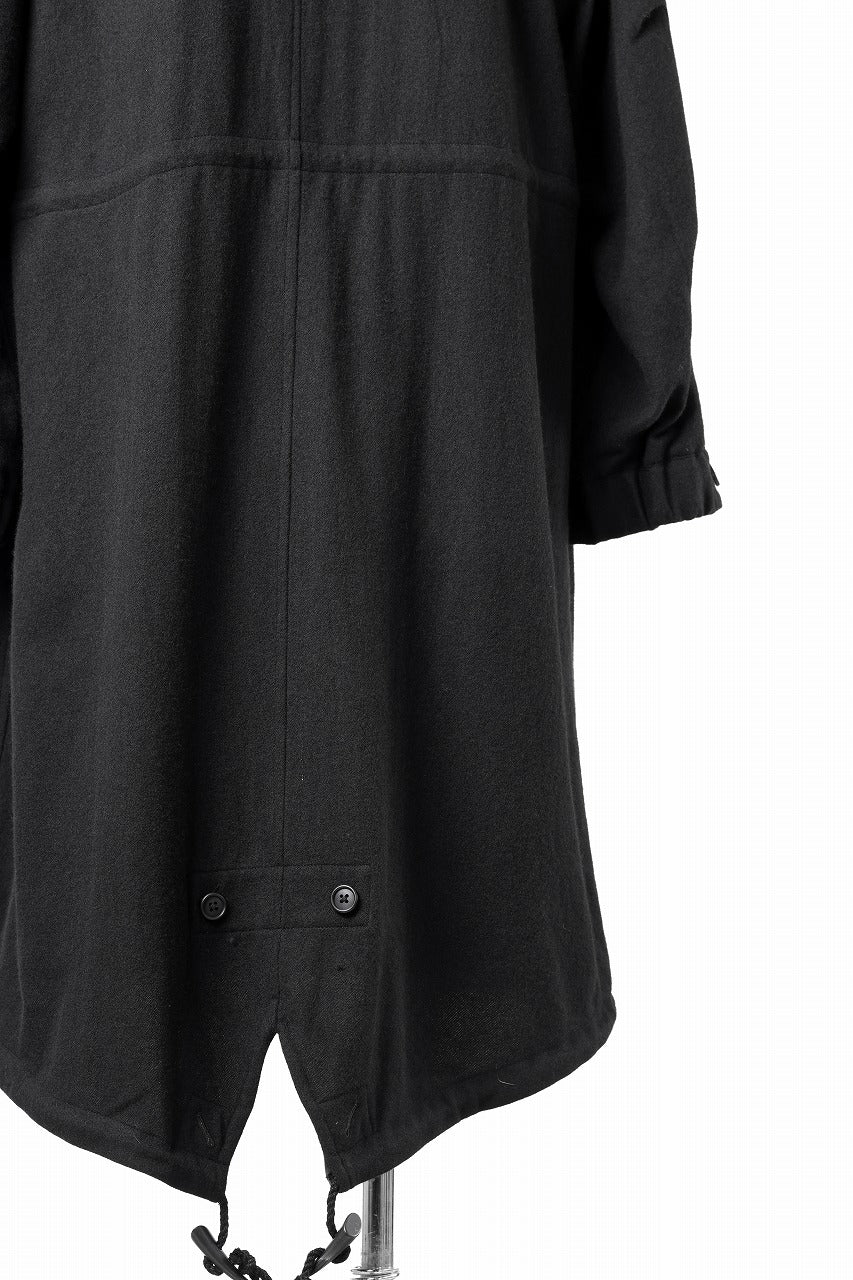 Y's for men MODS COAT WITH TOGGLE BUTTON / SMOOTH FLANNEL (BLACK)