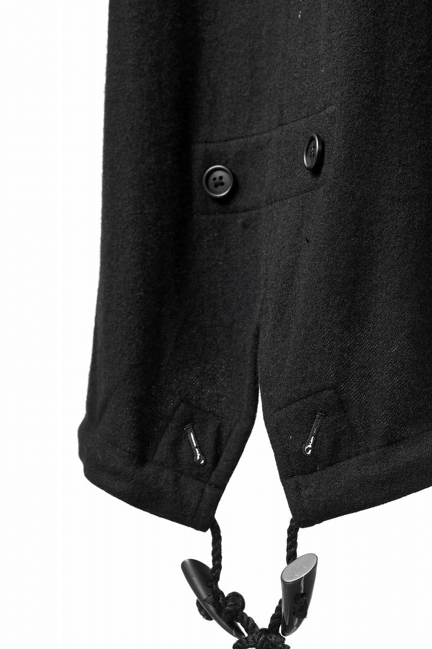 Y's for men MODS COAT WITH TOGGLE BUTTON / SMOOTH FLANNEL (BLACK)