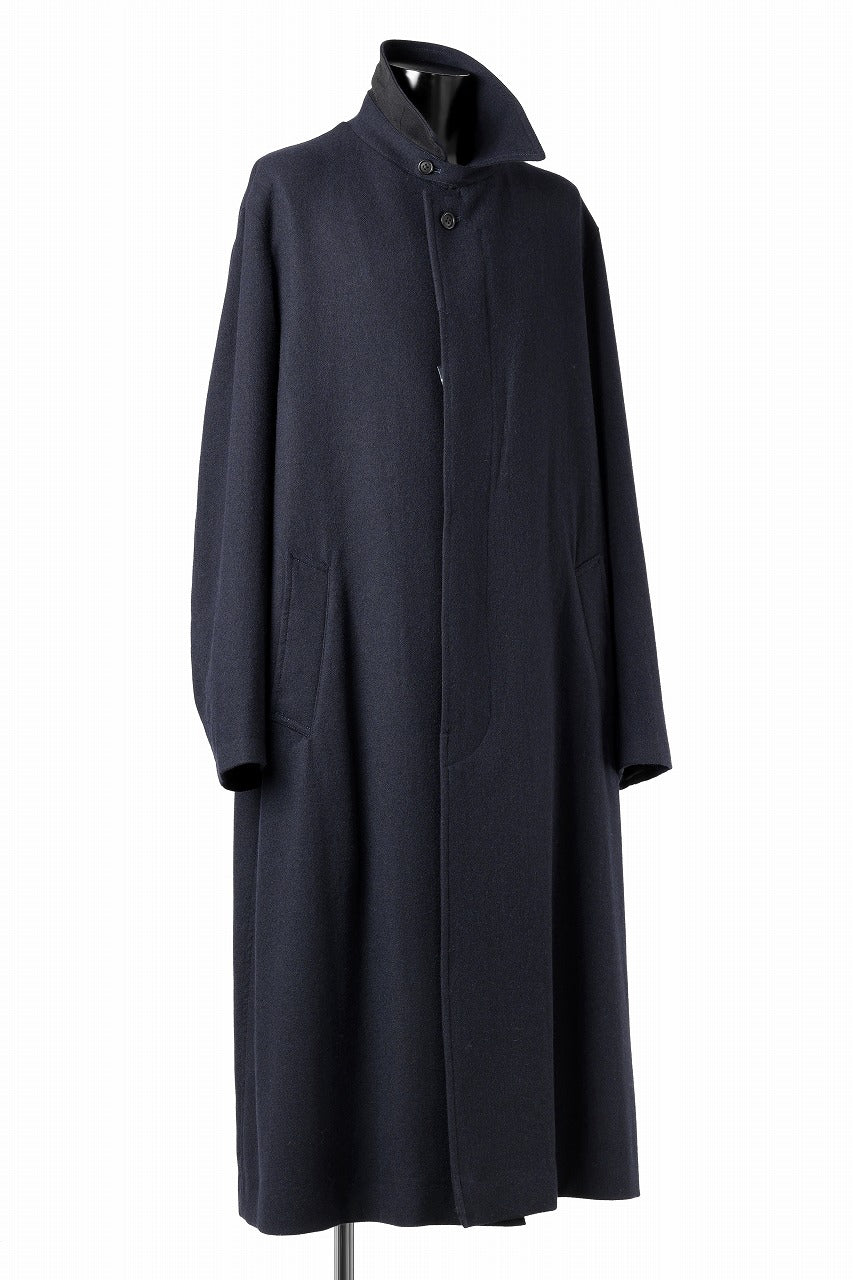 Y's for men  SOUTIEN COLLAR COAT / SMOOTH FLANNEL (NAVY)