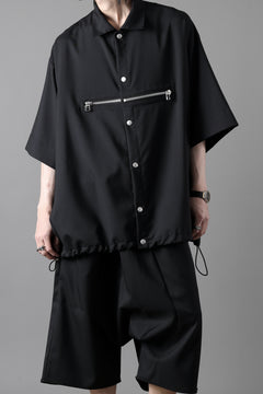 画像をギャラリービューアに読み込む, A.F ARTEFACT FRONT ZIP SQUEEZING SHIRT / TROPICAL WOOL (BLACK)