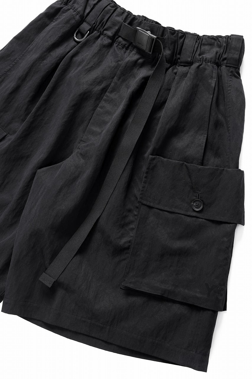 Y-3 Yohji Yamamoto WASH TWILL SHORTS (BLACK)