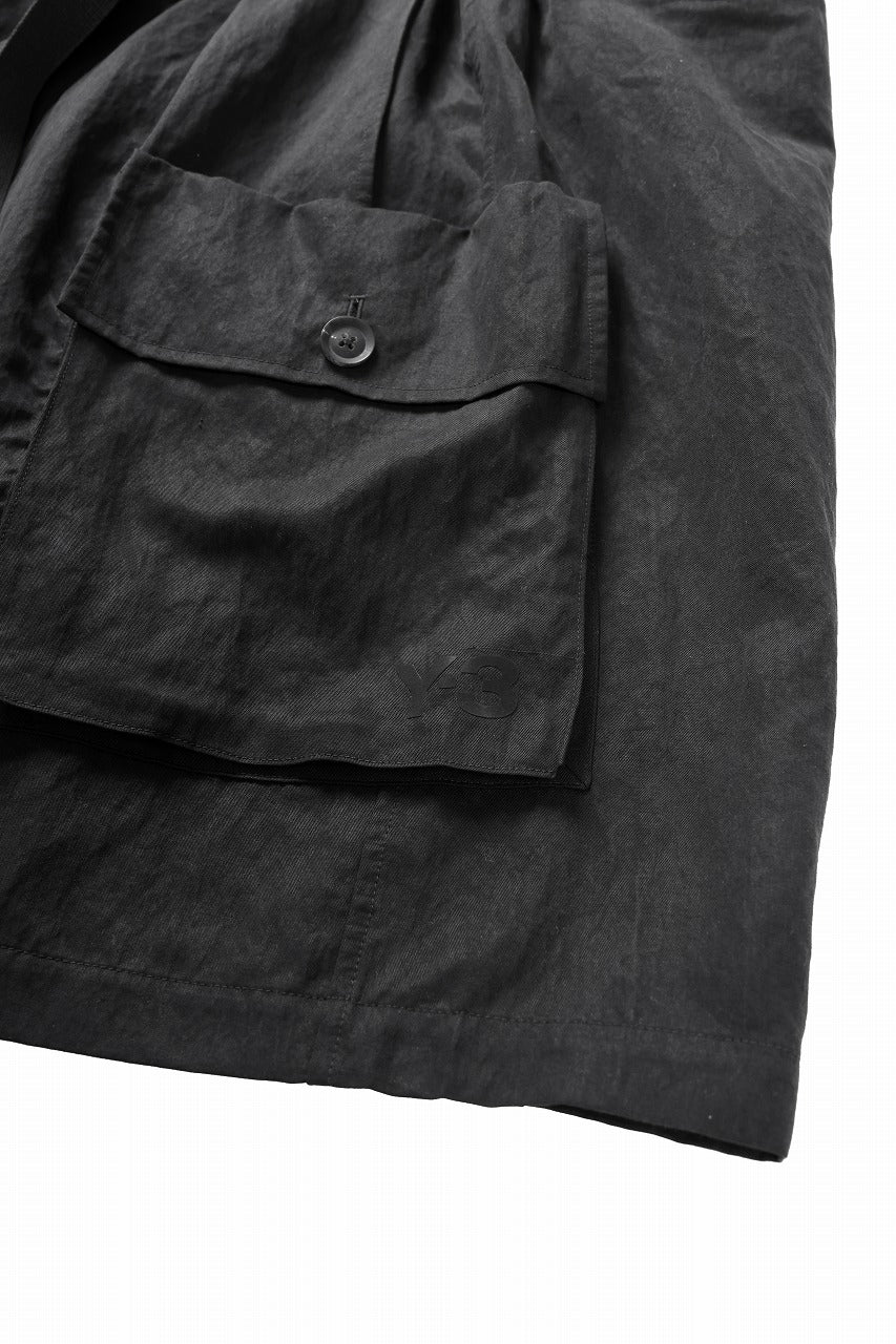 Y-3 Yohji Yamamoto WASH TWILL SHORTS (BLACK)