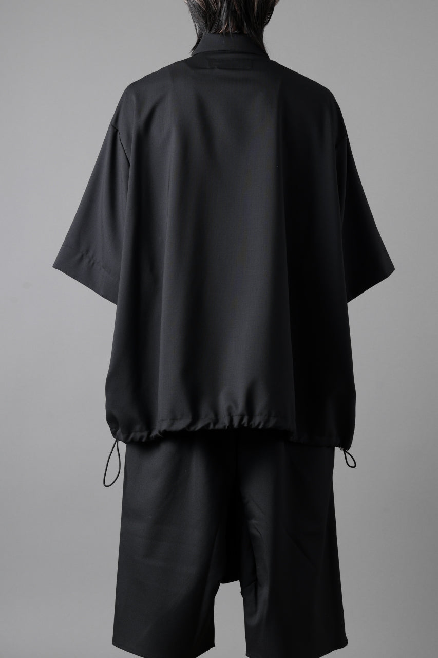 A.F ARTEFACT FRONT ZIP SQUEEZING SHIRT / TROPICAL WOOL (BLACK)