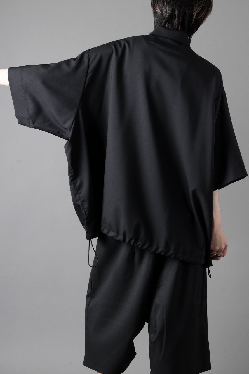 A.F ARTEFACT FRONT ZIP SQUEEZING SHIRT / TROPICAL WOOL (BLACK)