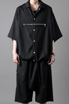 画像をギャラリービューアに読み込む, A.F ARTEFACT FRONT ZIP SQUEEZING SHIRT / TROPICAL WOOL (BLACK)